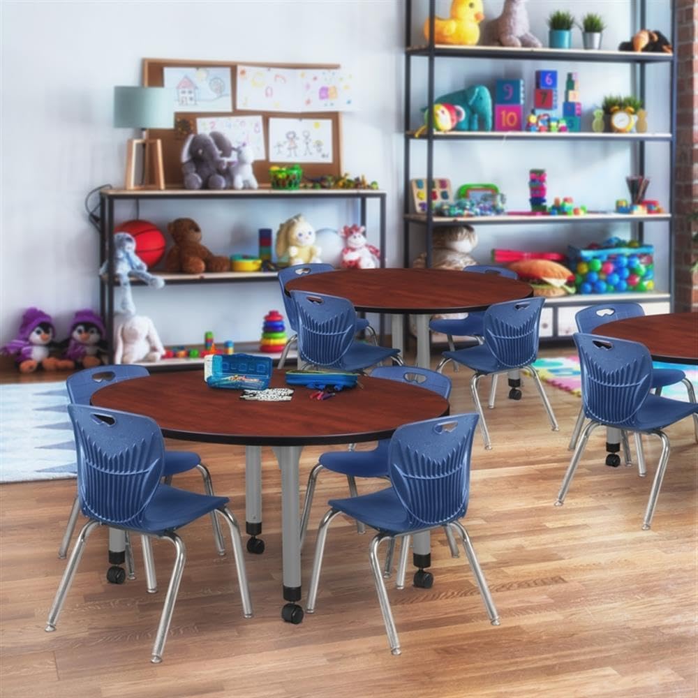 42" Round Mobile Table with 4 Stack Chairs I47904