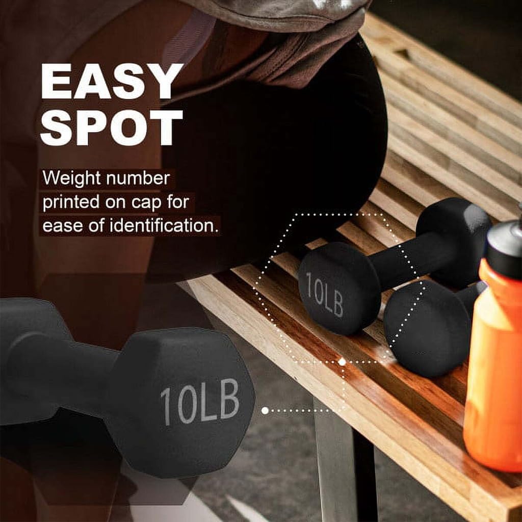 10 LBS Black Neoprene Hex Dumbbells E273600