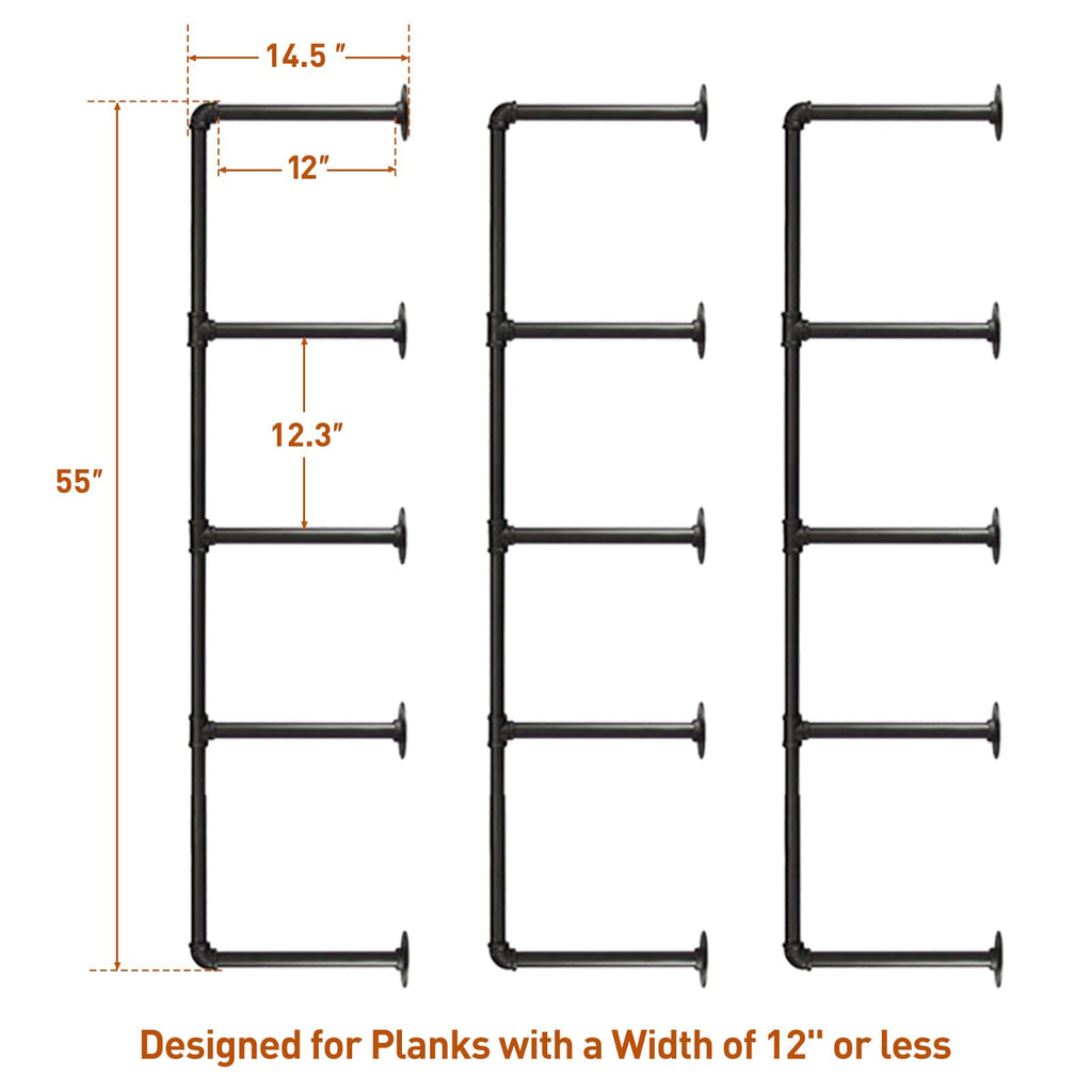 Industrial Iron Pipe 5-Tier Shelves D949