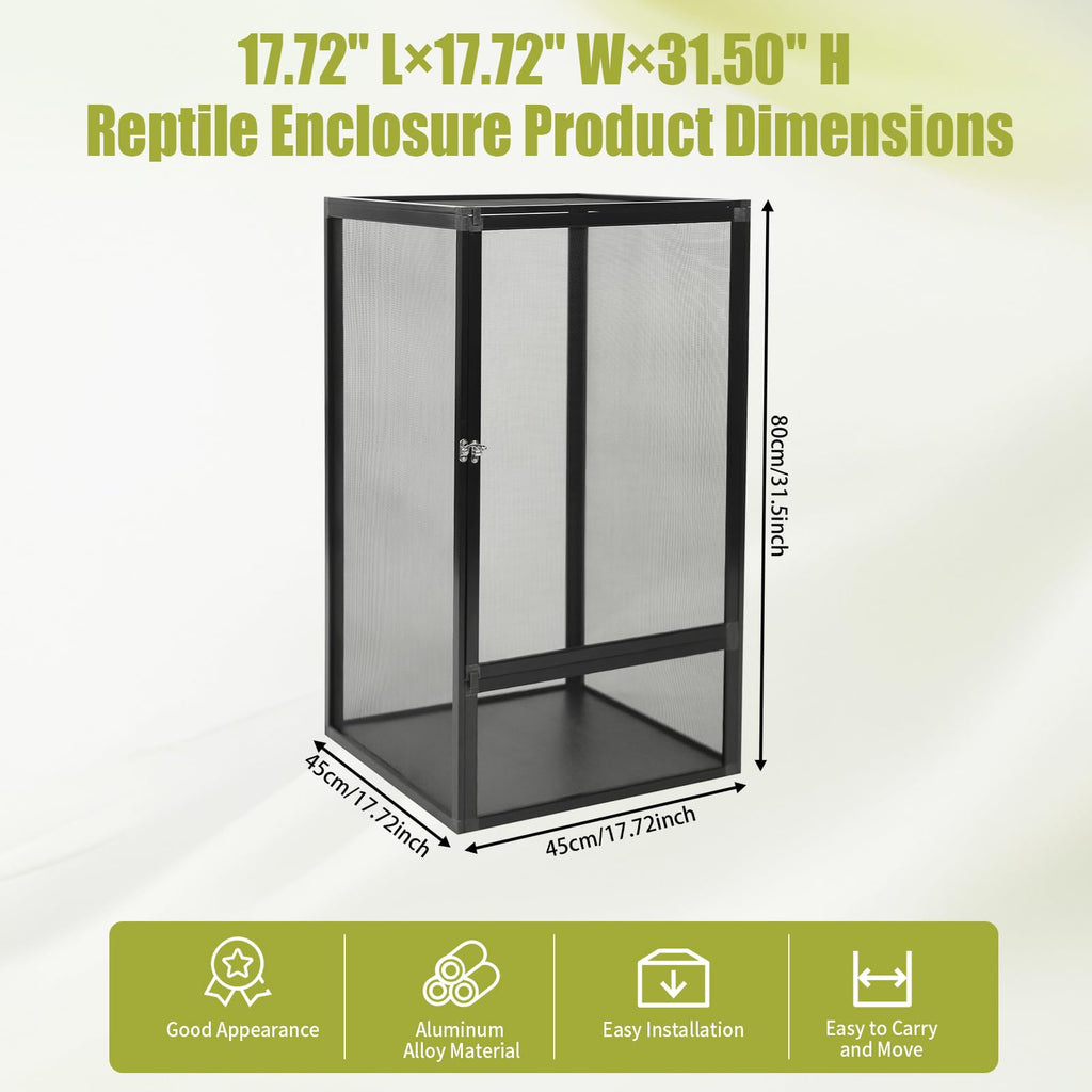 17.72" L×17.72" W×31.50" H Reptile Enclosure with Escape-Proof Lock E867308