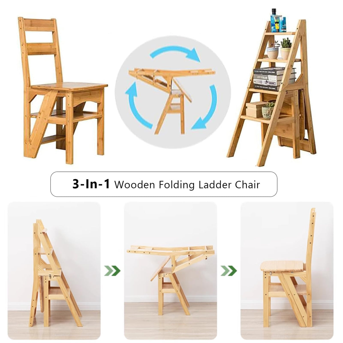Solid Wood Folding Ladder Chair E646