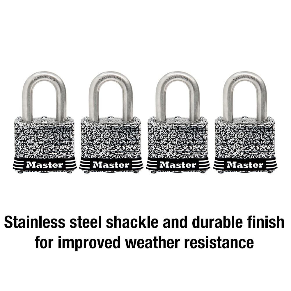 Stainless Steel Outdoor Padlock with Key, 4 Pack Z4462