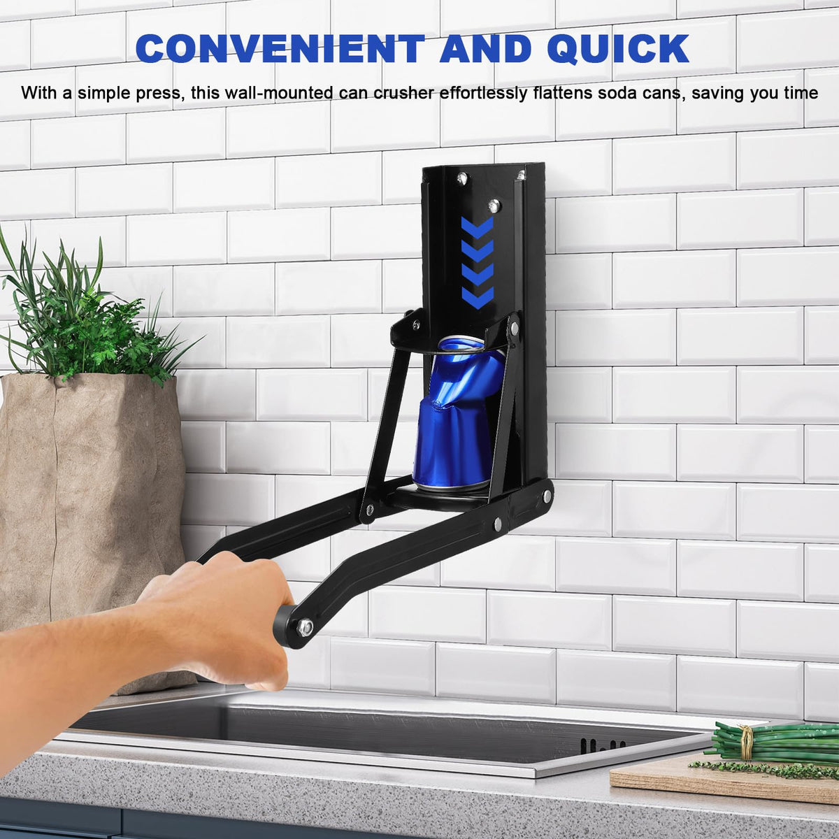 Wall Mounted Stainless Steel Can Crusher with Bottle Opener J99766