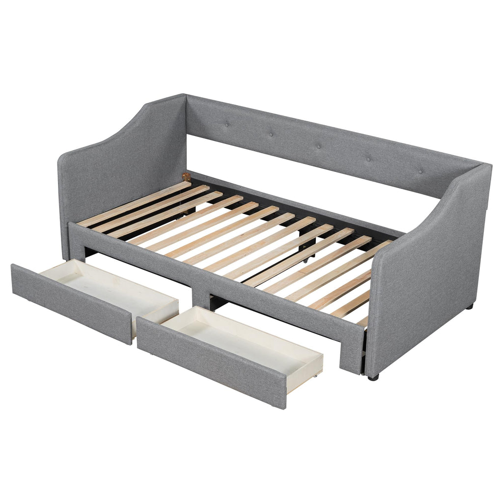 Upholstered Twin XL to King Size Daybed with Pop Up Trundle H51718