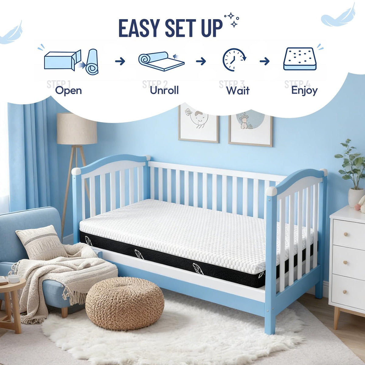 52 x 27 Dual-Sided Memory Foam Crib Mattress U6138