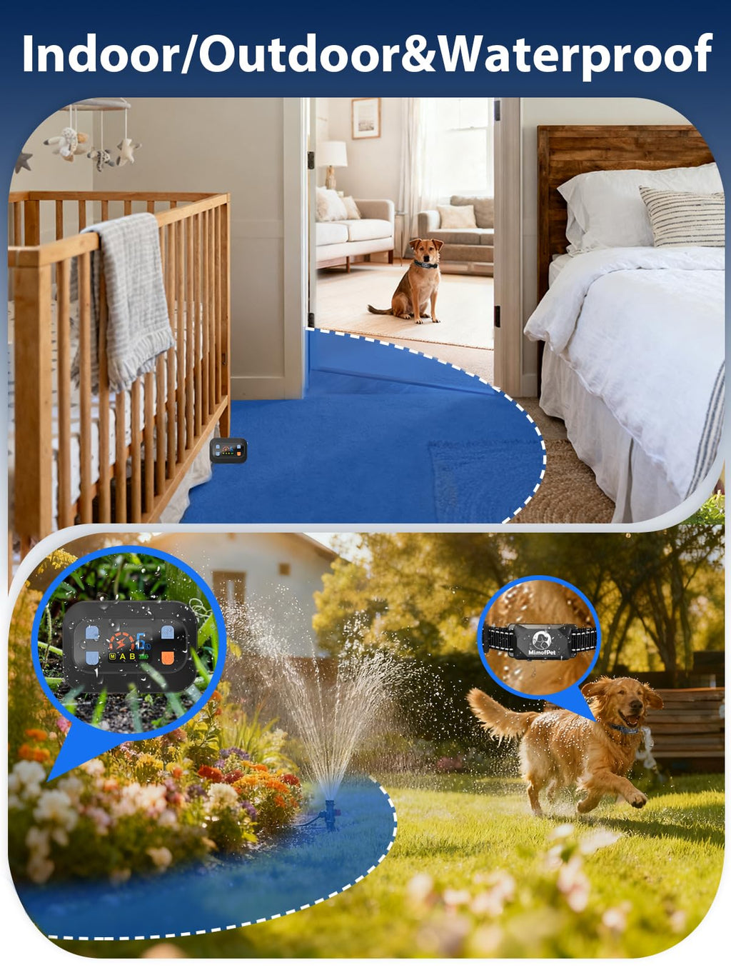Wireless Pet Barrier Waterproof Adjustable Range 16.4 ft Rechargeable P396730