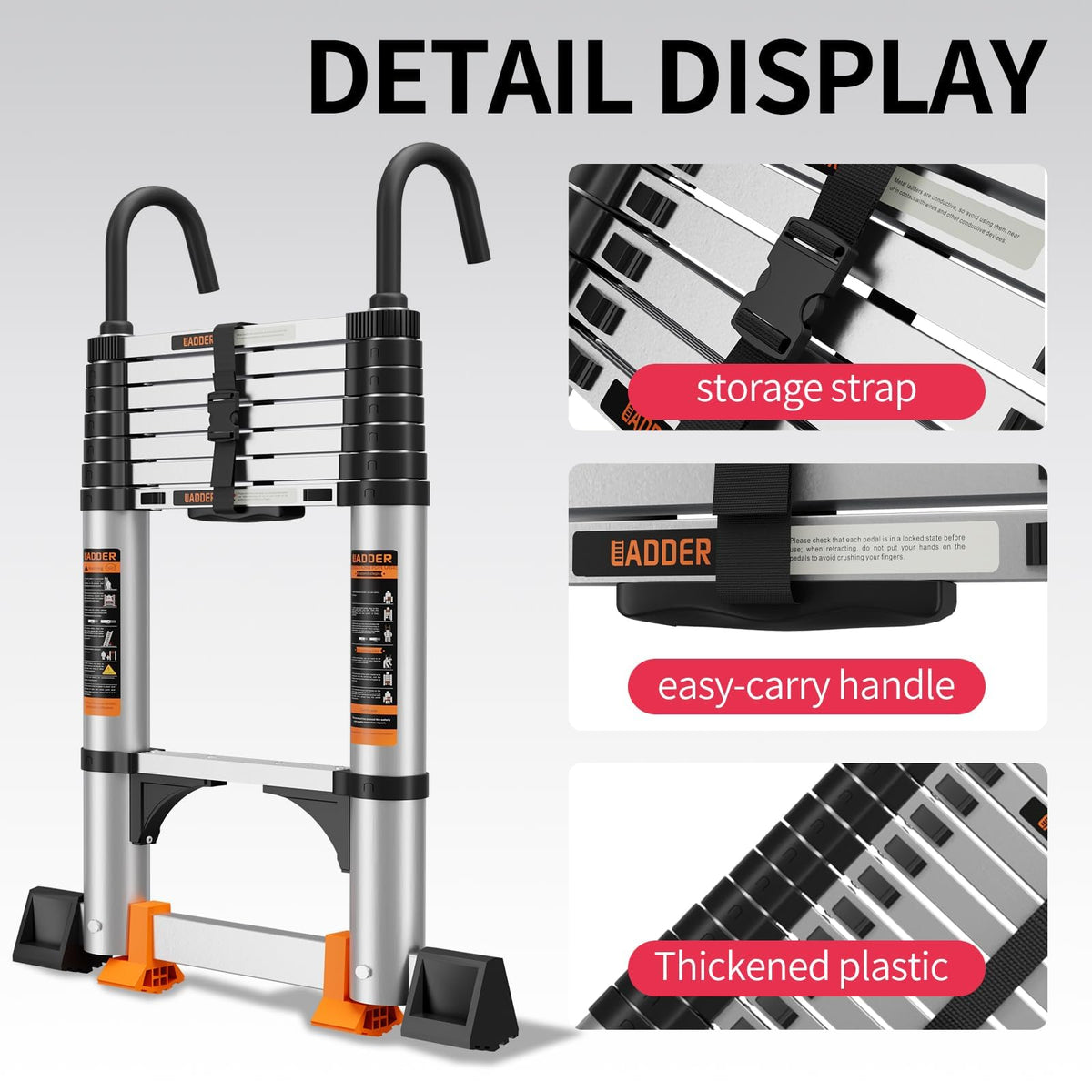 Telescoping Aluminum Ladder 330lbs Max Capacity B866300