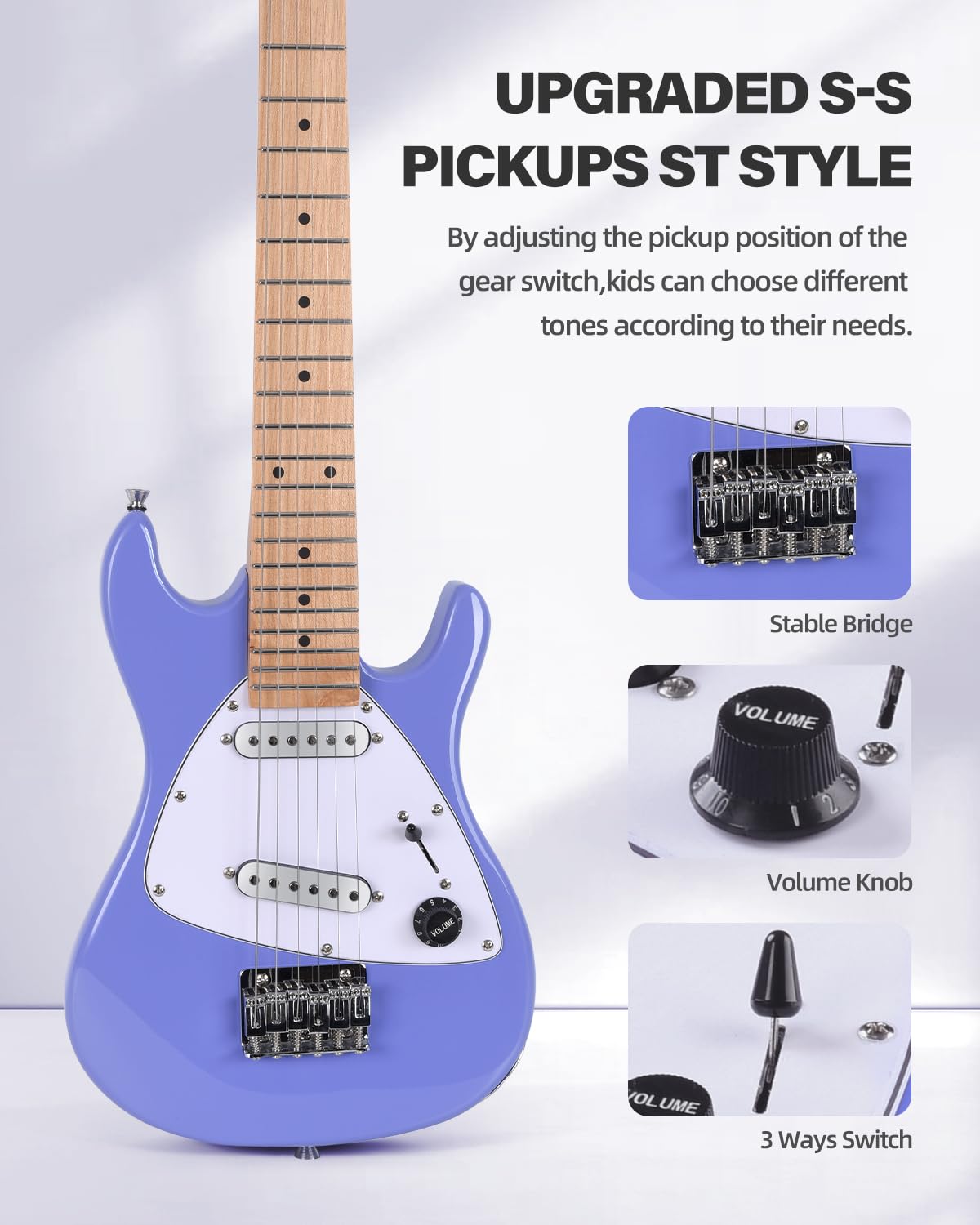 30 Inch 1/4 Size Purple Electric Guitar Kit with Amp P280