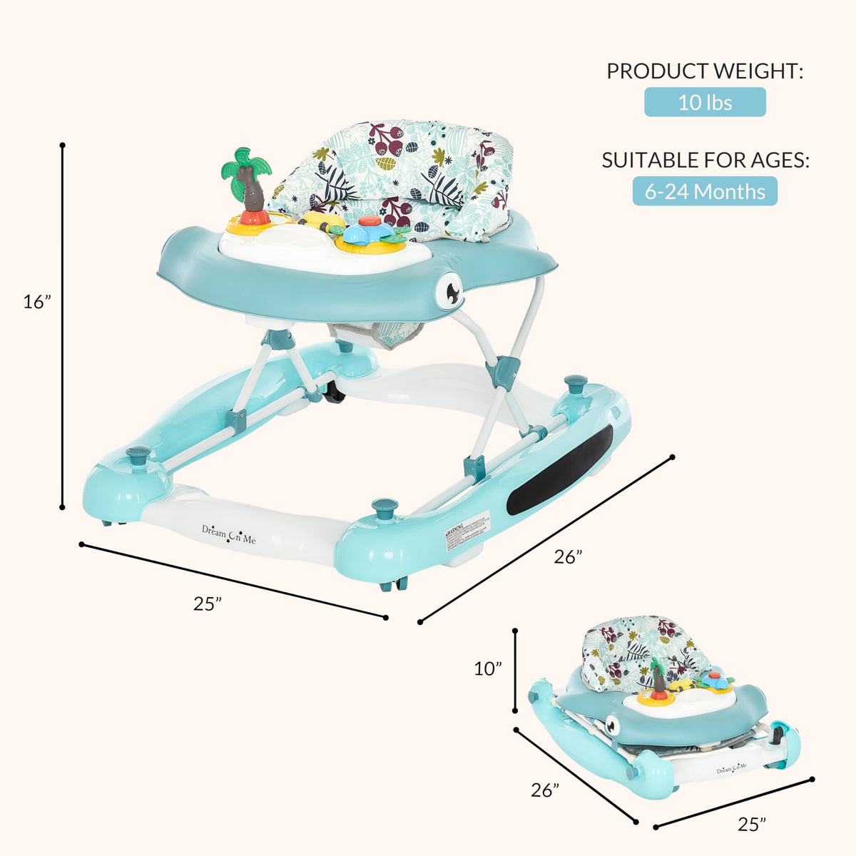 2-in-1 Foldable Baby Walker with Adjustable Height Z4814