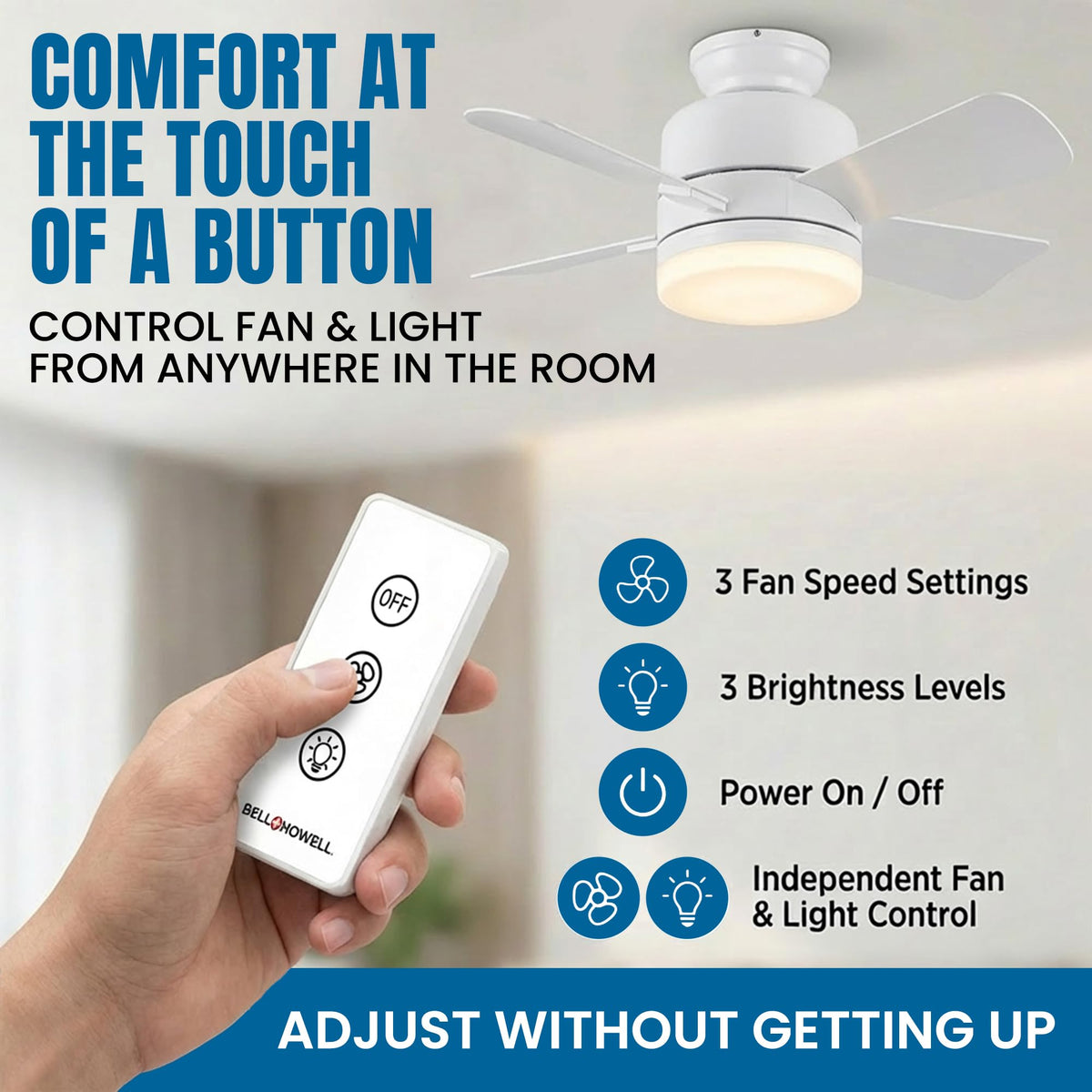 15.4" Socket Fan Light Ceiling Fan with Remote Control K3573