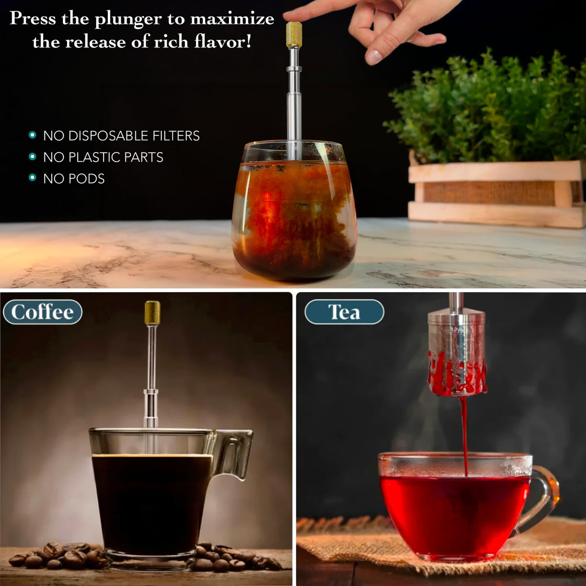 Portable Stainless Steel Coffee & Tea Maker I4429