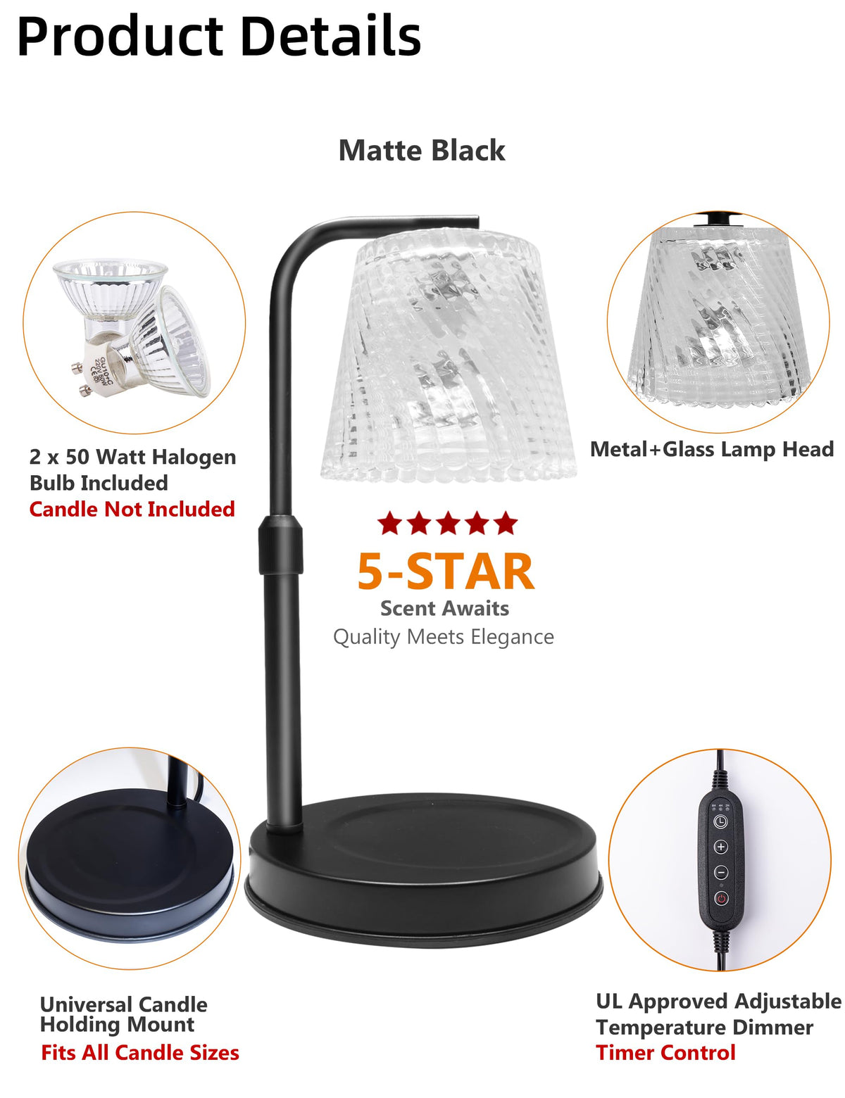 Candle Warmer Lamp with Timer Dimmable S32613