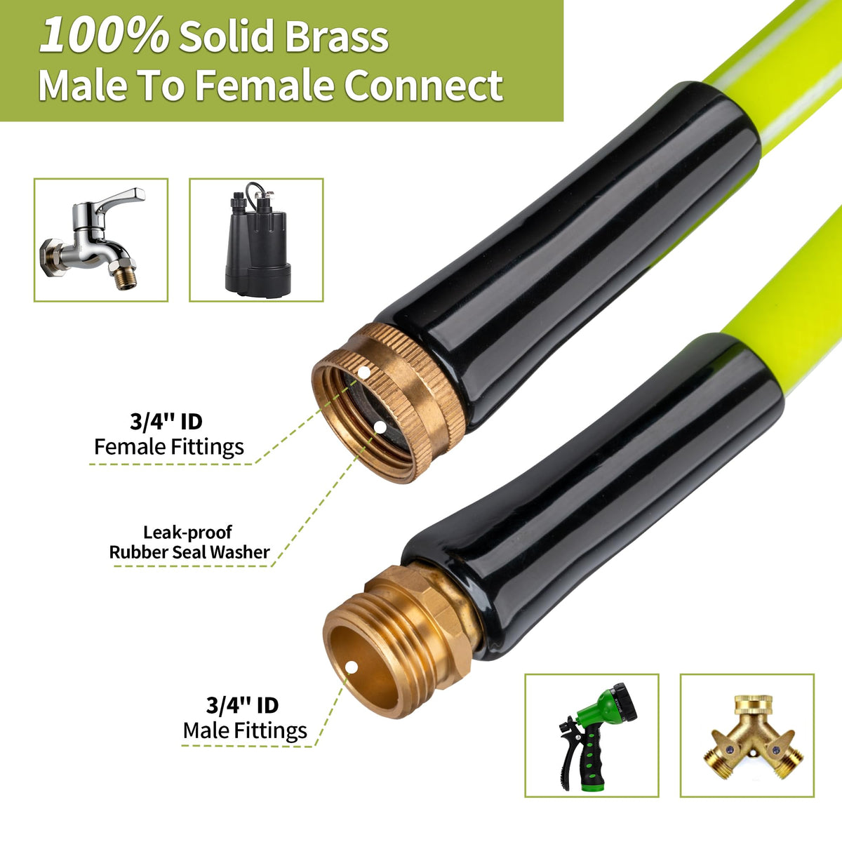 100FT x 5/8" Lightweight Hybrid Rubber Garden Hose H90039