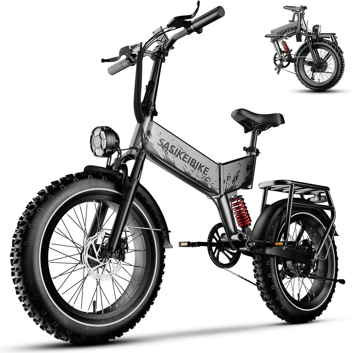 1500W Folding Electric Bike with 52V 20AH Removable Battery, 20" x4.0 Fat Tire W950