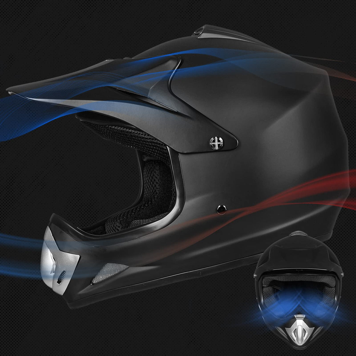 Youth Kids Full Face Motocross Helmet Matte Black L8182