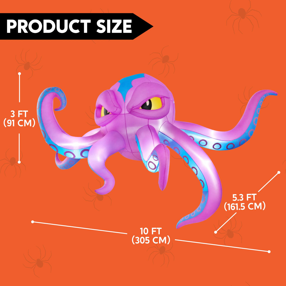 10FT Inflatable Octopus Decoration with Built-in LED Lights W937839