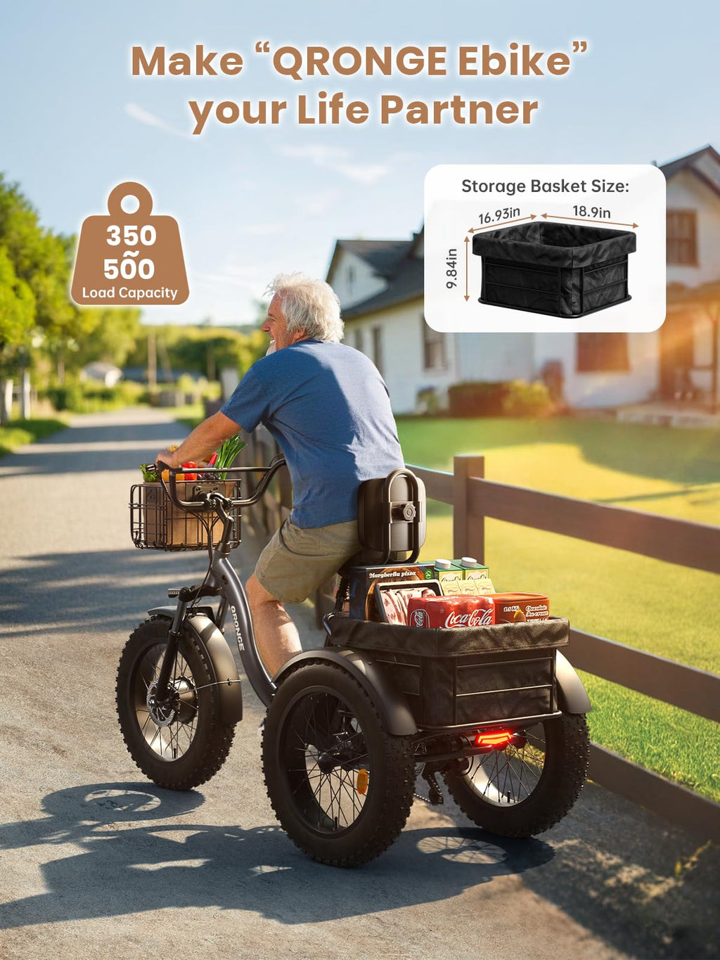 Electric Tricycle for Adults 1200W 36V 20AH Fat Tire Folding Y351
