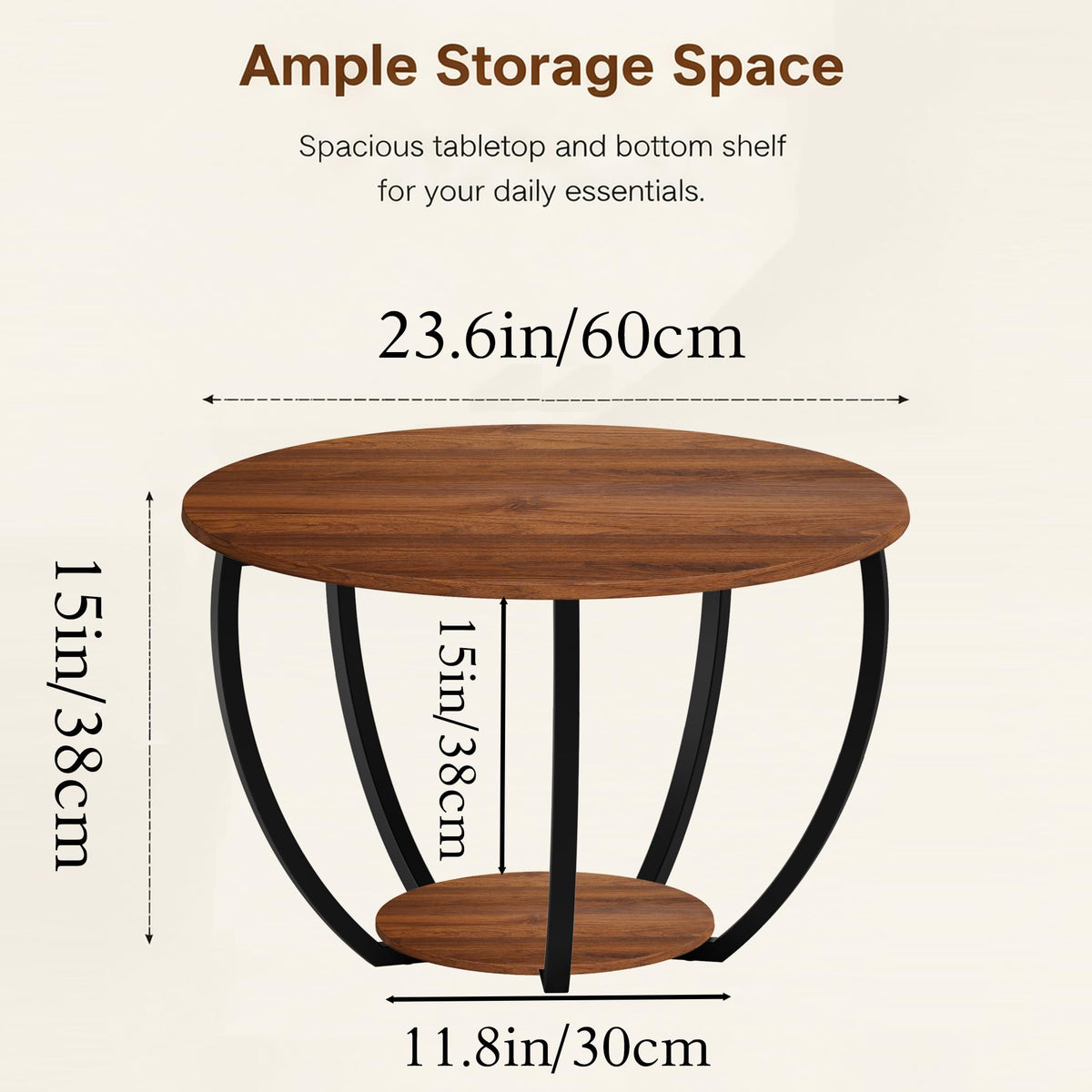 Round Coffee Table with Storage T23815
