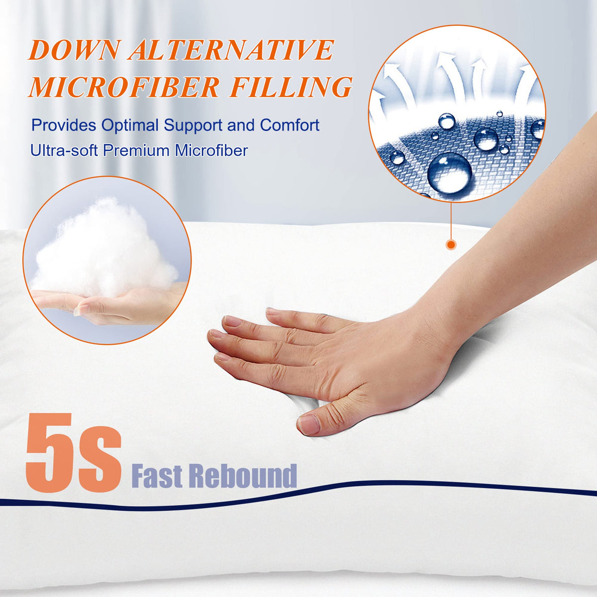 King Size Set of 2 Firm Bed Pillows S87397
