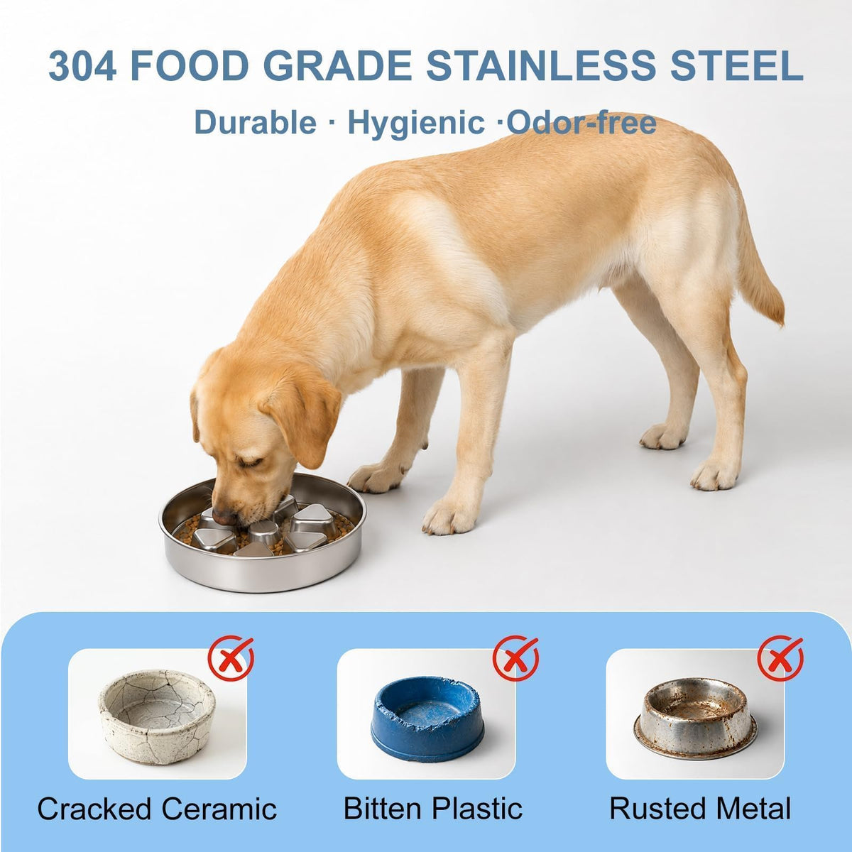 304 Stainless Steel Slow Feeder Dog Bowl Z30791