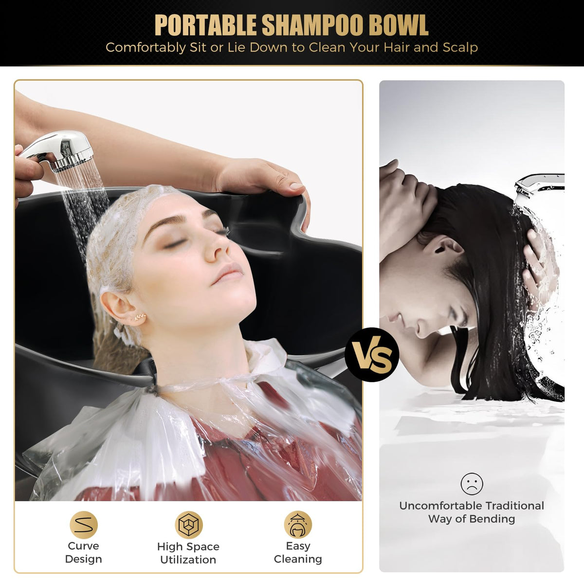 Adjustable Portable Shampoo Bowl with 2 Buckets N937546