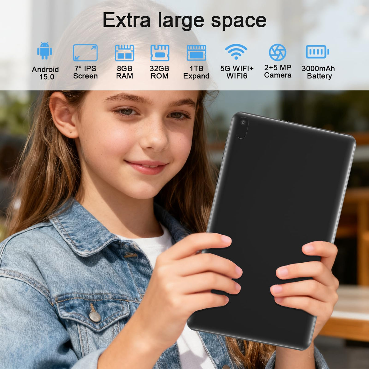 Android 15 Tablet 7 inch 8GB RAM 32GB ROM Black M51019