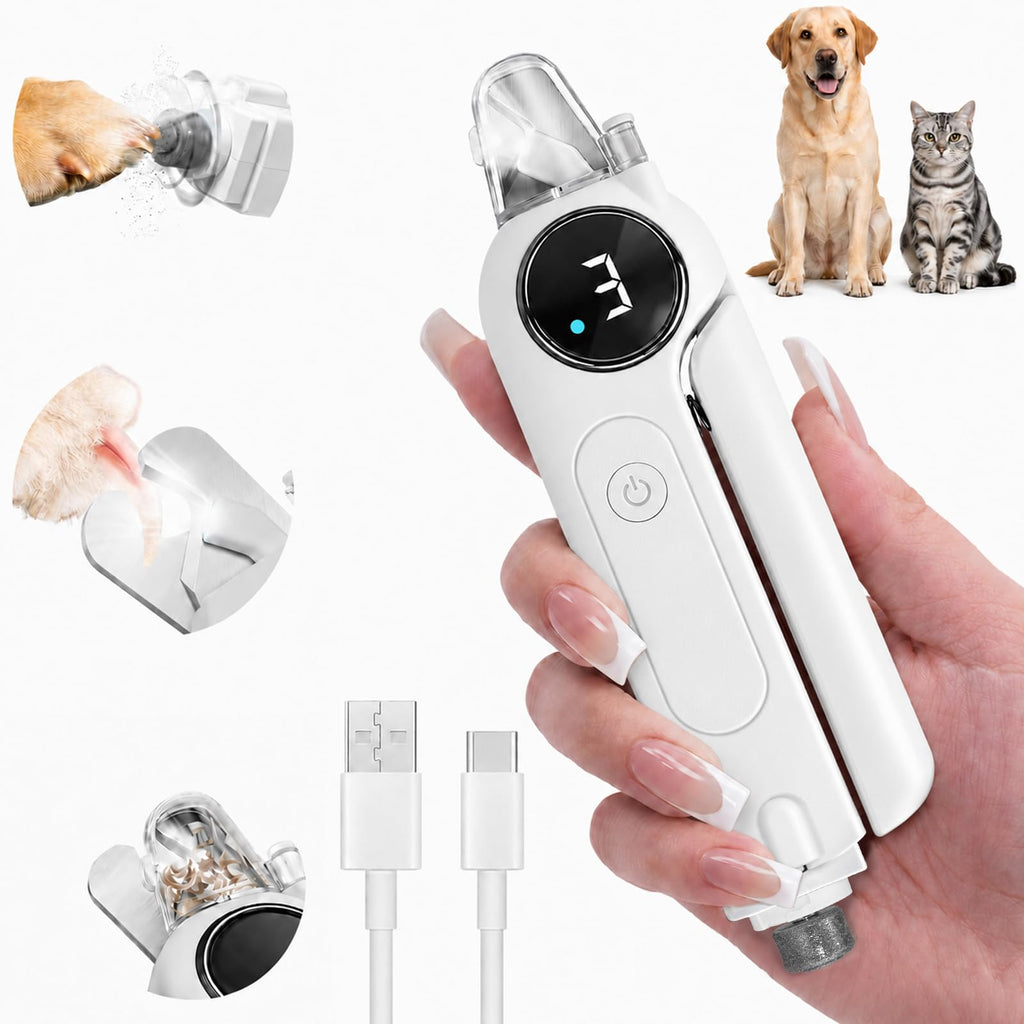 2-in-1 Quiet Electric Pet Nail Clipper & Grinder with Light T7696