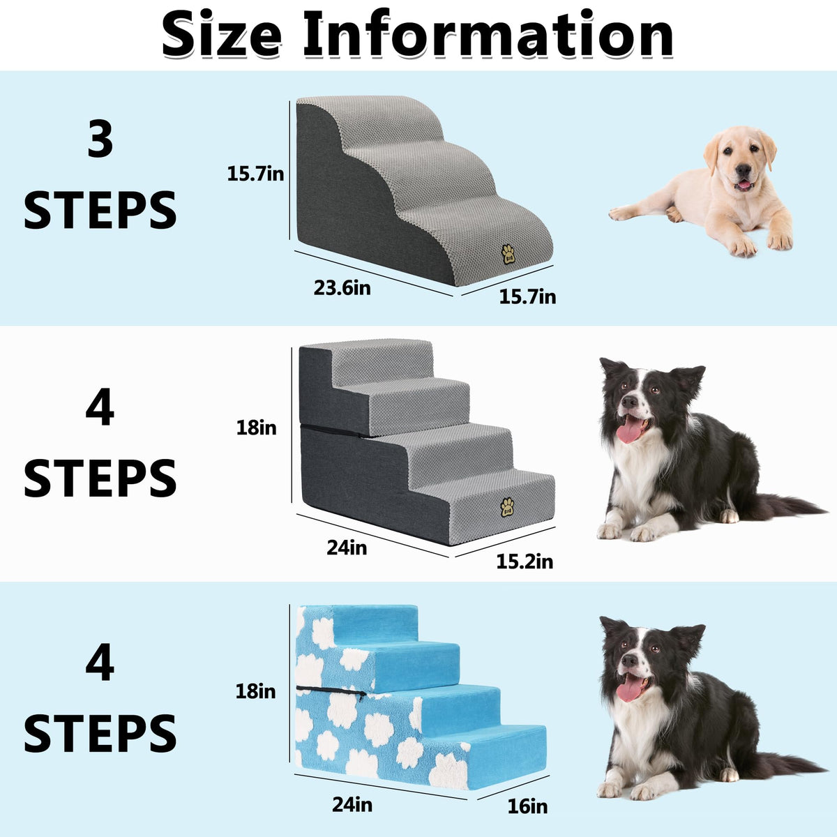 4-Step Foam Dog Stairs, 18-Inch, Gray X2272