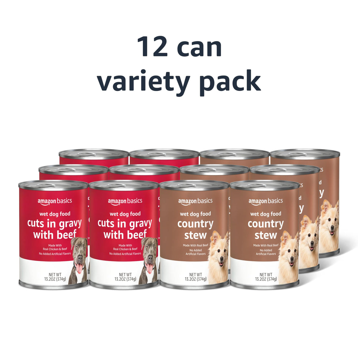 Wet Dog Food Variety Pack, Beef, 13.2oz Cans (Pack of 12) C308927
