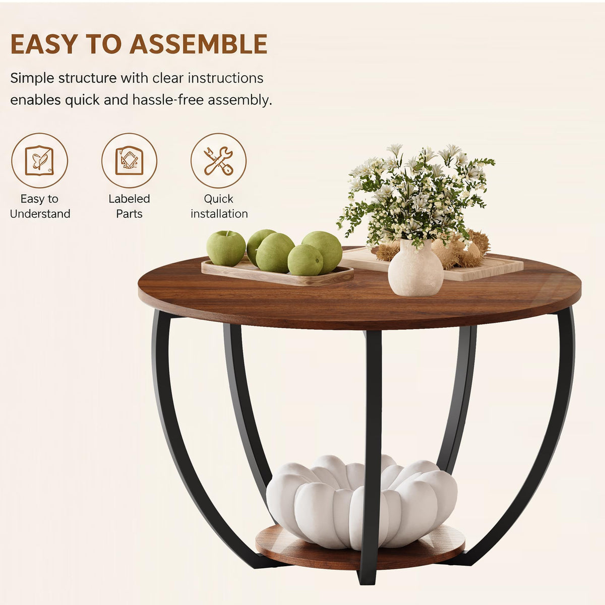 Round Coffee Table with Storage T23815