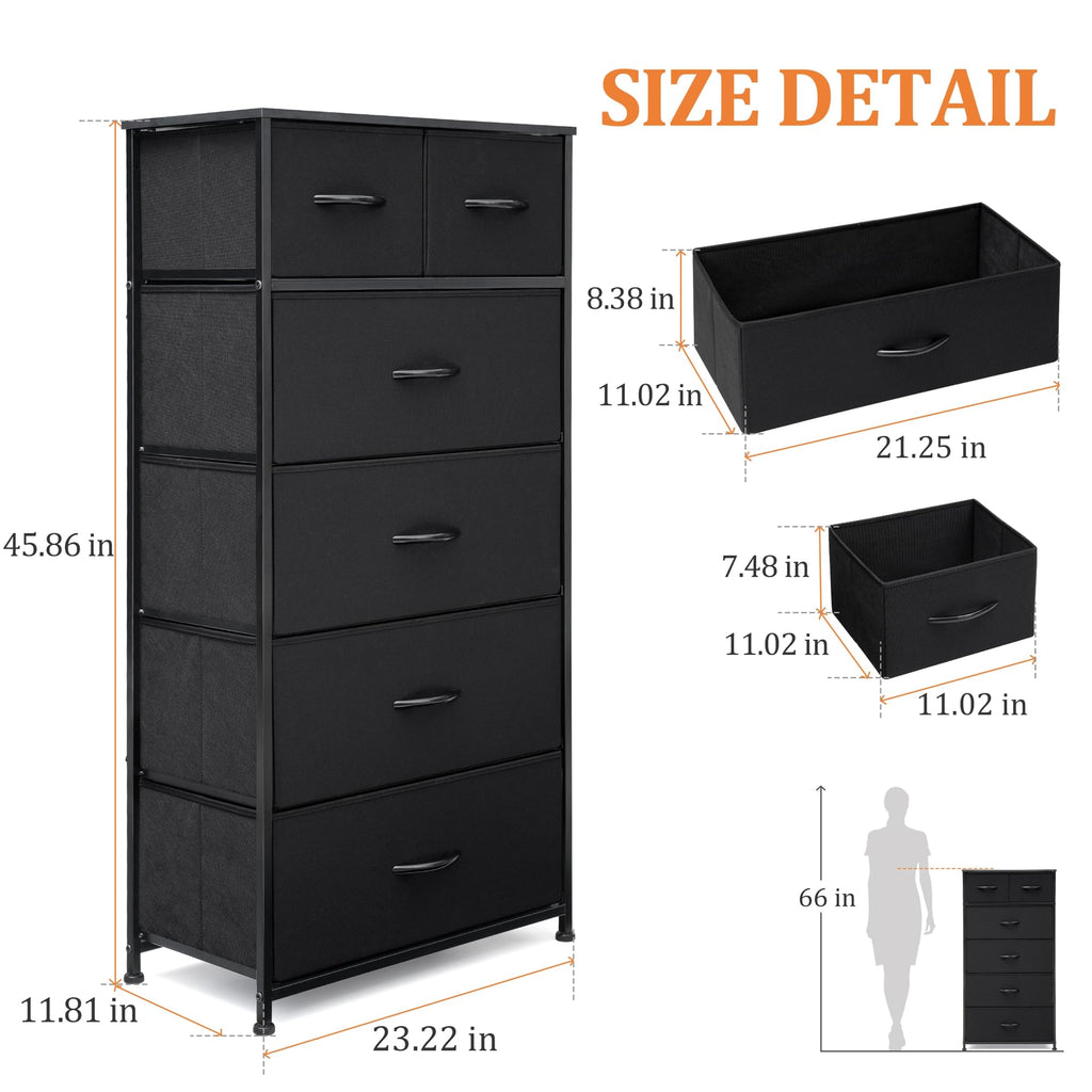 Fabric 6 Drawer Tall Dresser F772817