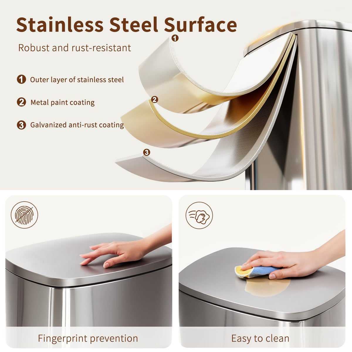 13G Steel Trash Can with Lid E866513