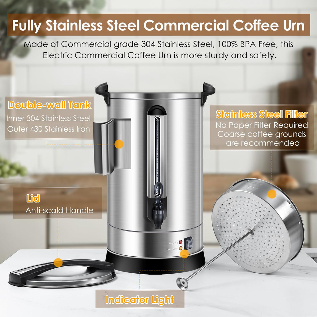 120 Cup 18L Stainless Steel Commercial Coffee Urn Y237572