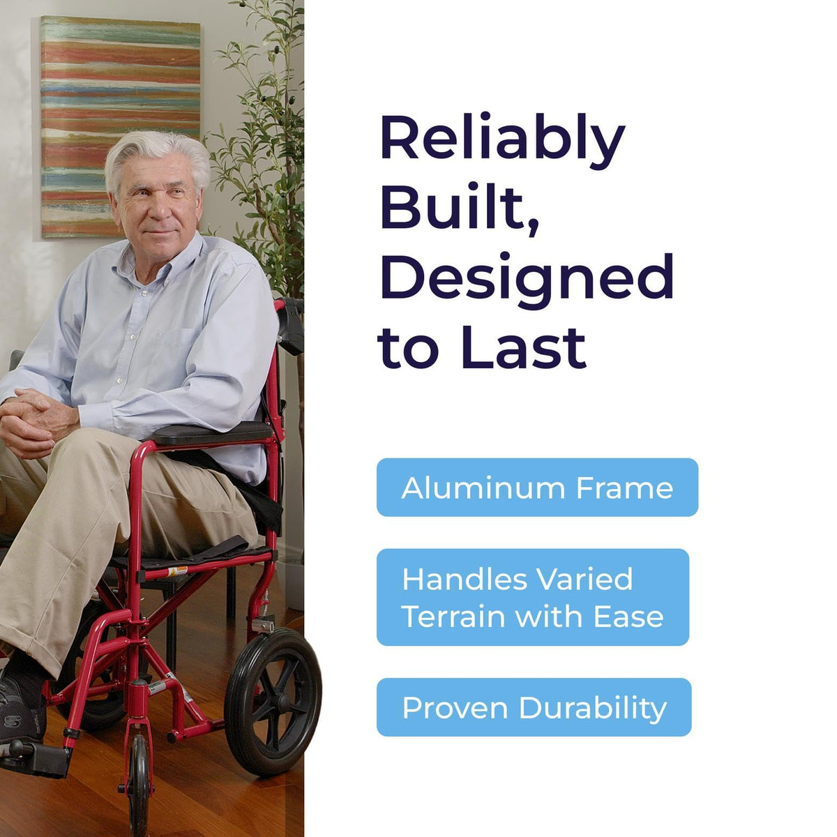 Red Transport Wheelchair with Hand Brakes M43860