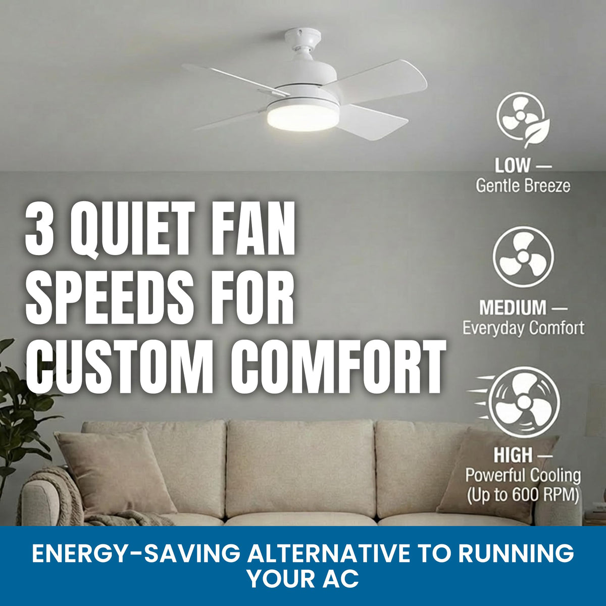 15.4" Socket Fan Light Ceiling Fan with Remote Control K3573