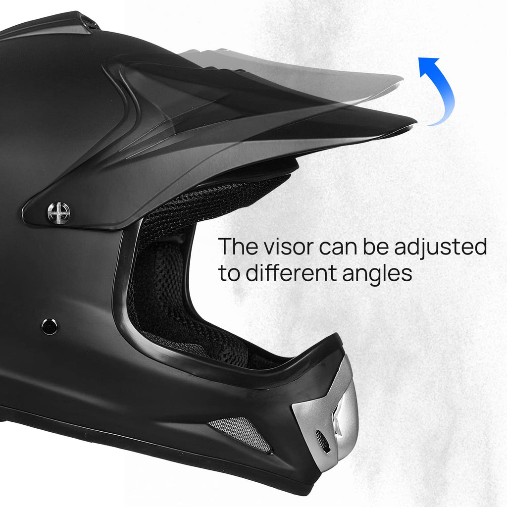 Youth Kids Full Face Motocross Helmet Matte Black L8182