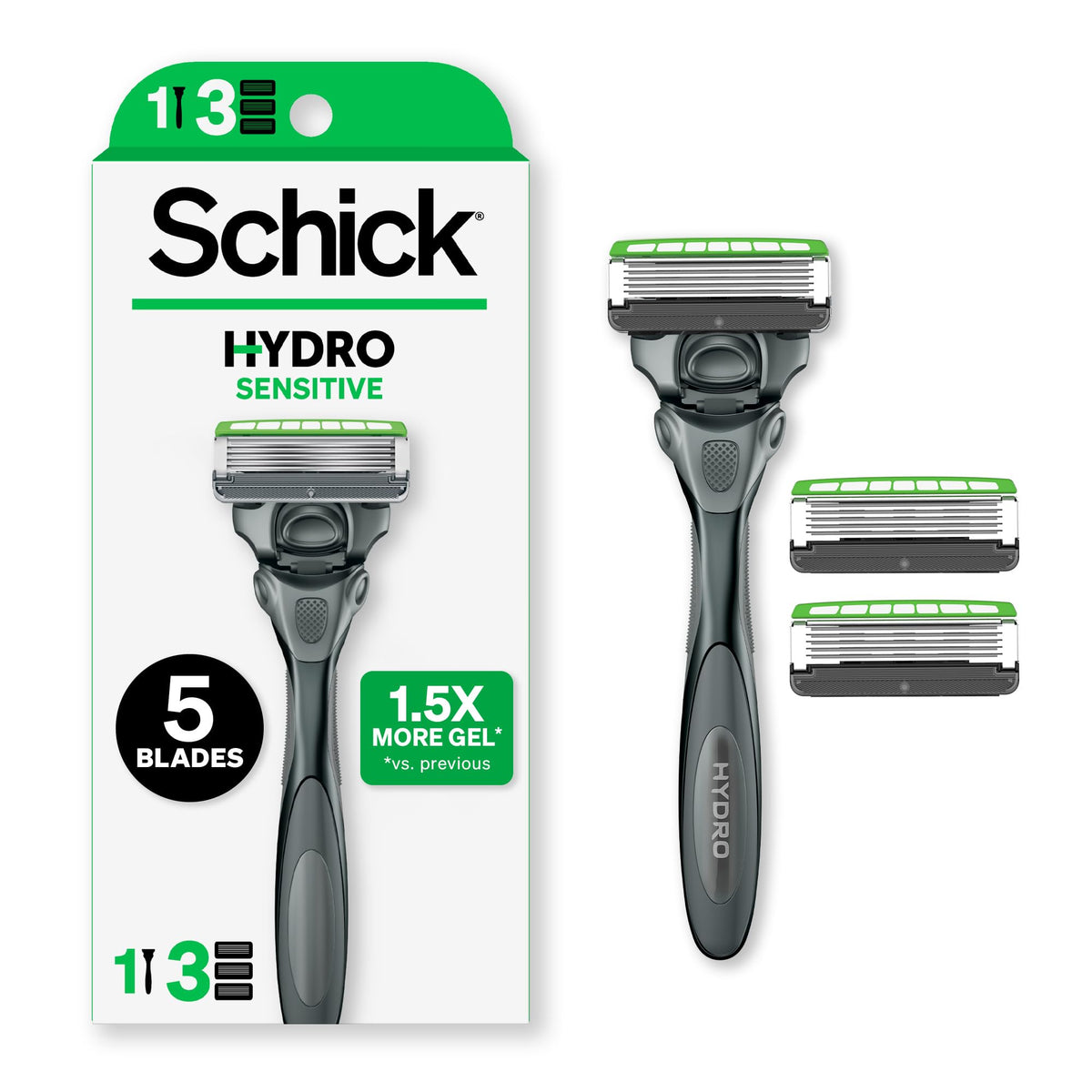 Sensitive 5-Blade Razors with 1 Handle & 3 Refills D613
