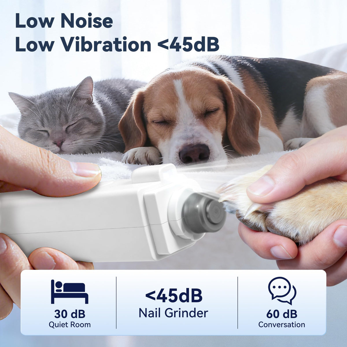 2-in-1 Quiet Electric Pet Nail Clipper & Grinder with Light T7696