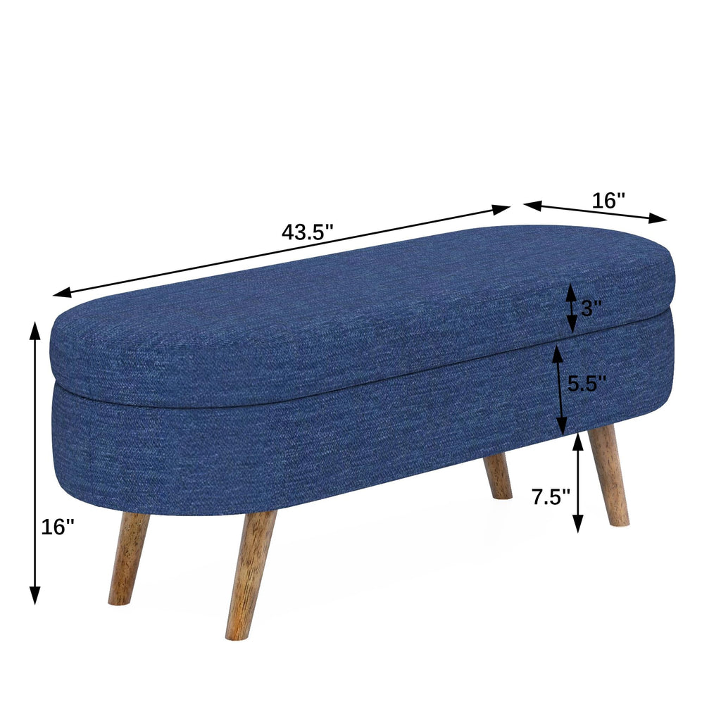 Oval Storage Bench with Rubber Wood Legs D657035