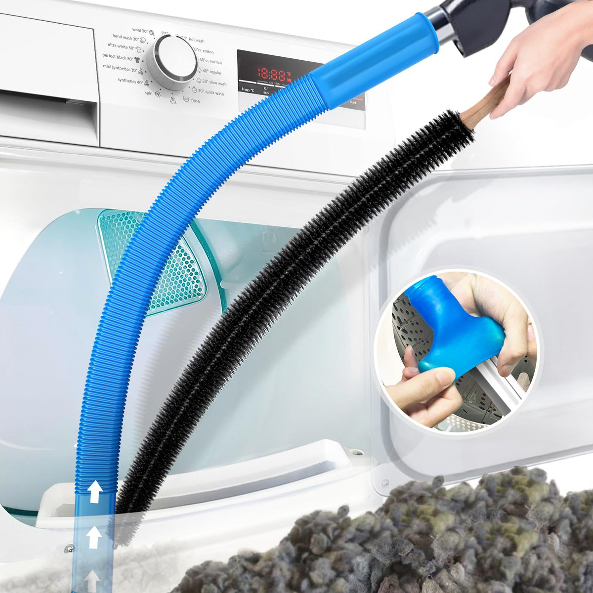 2Pcs Dryer Vent Cleaner Kit Vacuum Hose Attachment & Brush O478