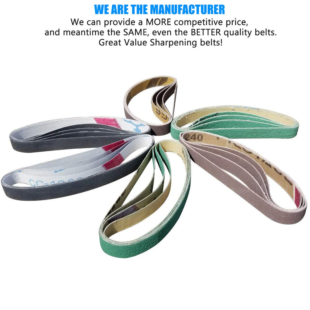 24 Pack 1/2" x 10" Replacement Knife Sharpener Sander Belt Kit 80/120/240/400/1000/1200 Grits P8391