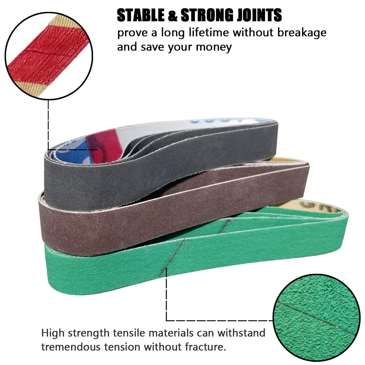 24 Pack 1/2" x 10" Replacement Knife Sharpener Sander Belt Kit 80/120/240/400/1000/1200 Grits P8391