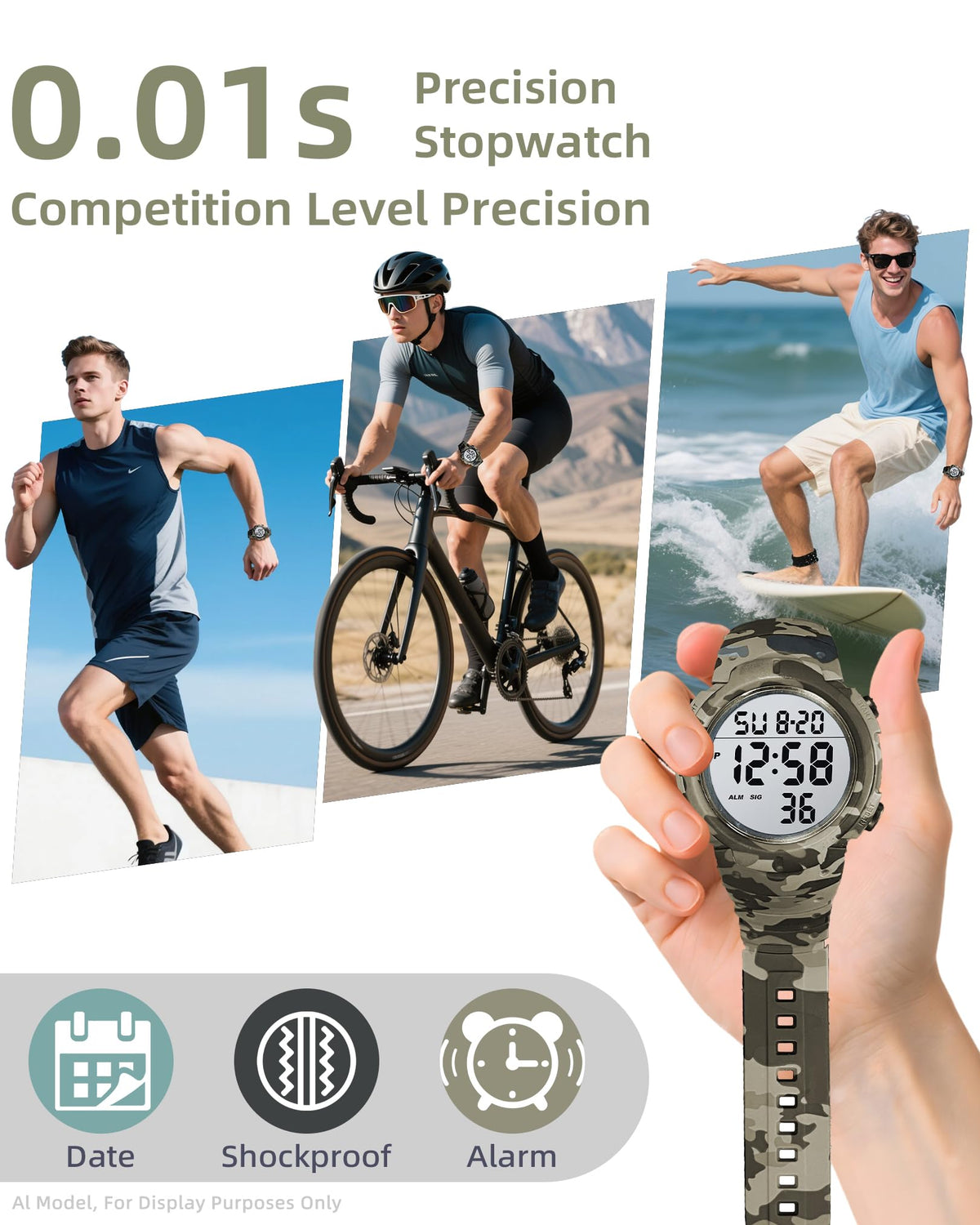 Digital Watch Mens Waterproof Sport Wristwatch Z54631