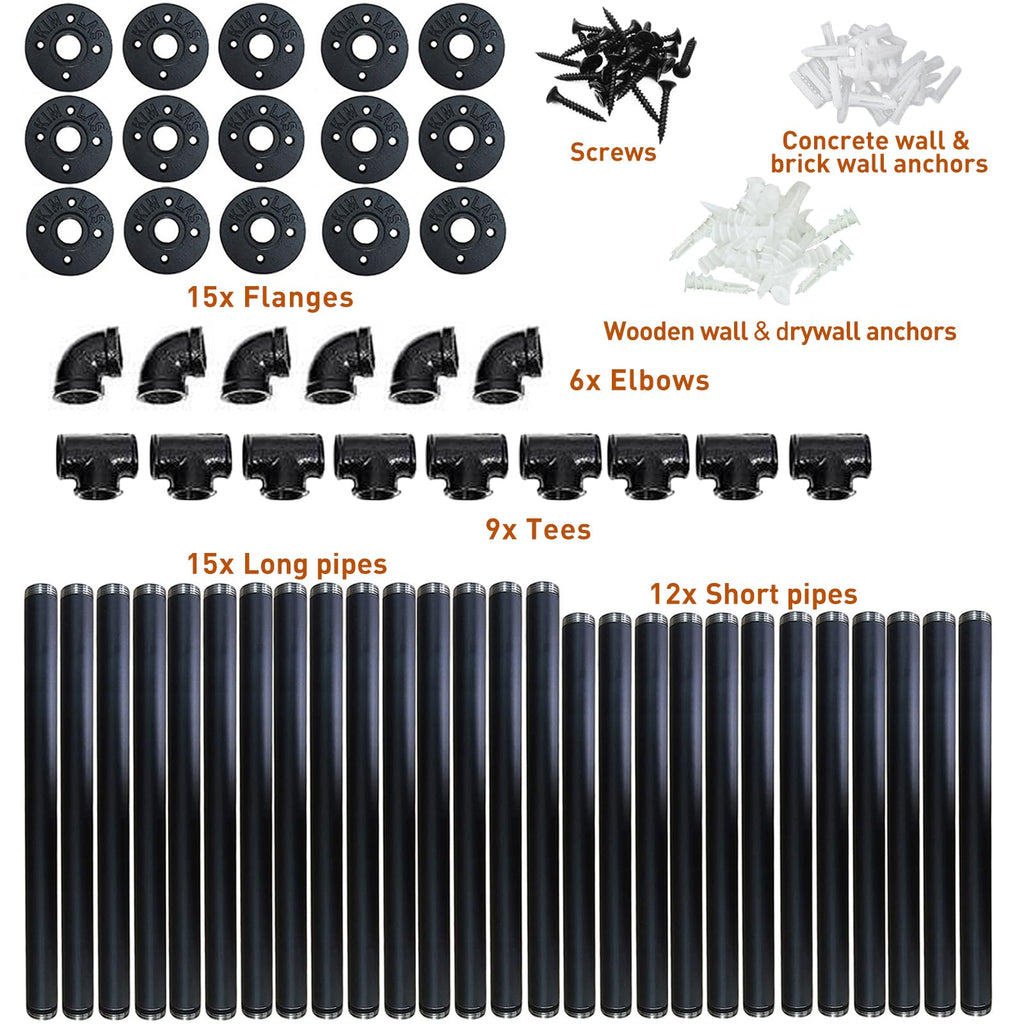 Industrial Iron Pipe 5-Tier Shelves D949