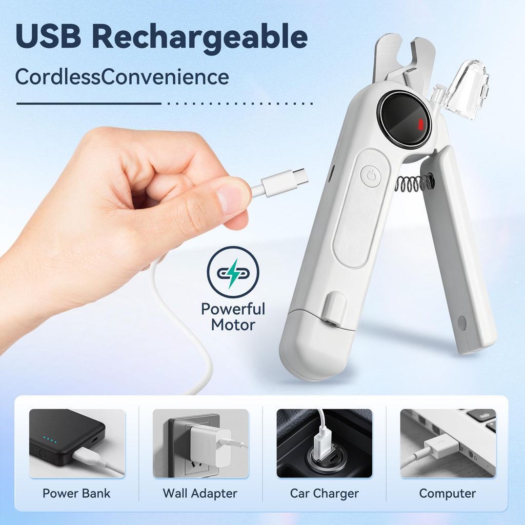 2-in-1 Quiet Electric Pet Nail Clipper & Grinder with Light T7696