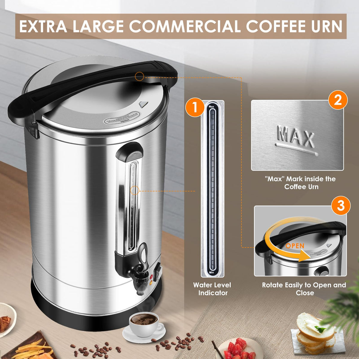 120 Cup 18L Stainless Steel Commercial Coffee Urn Y237572