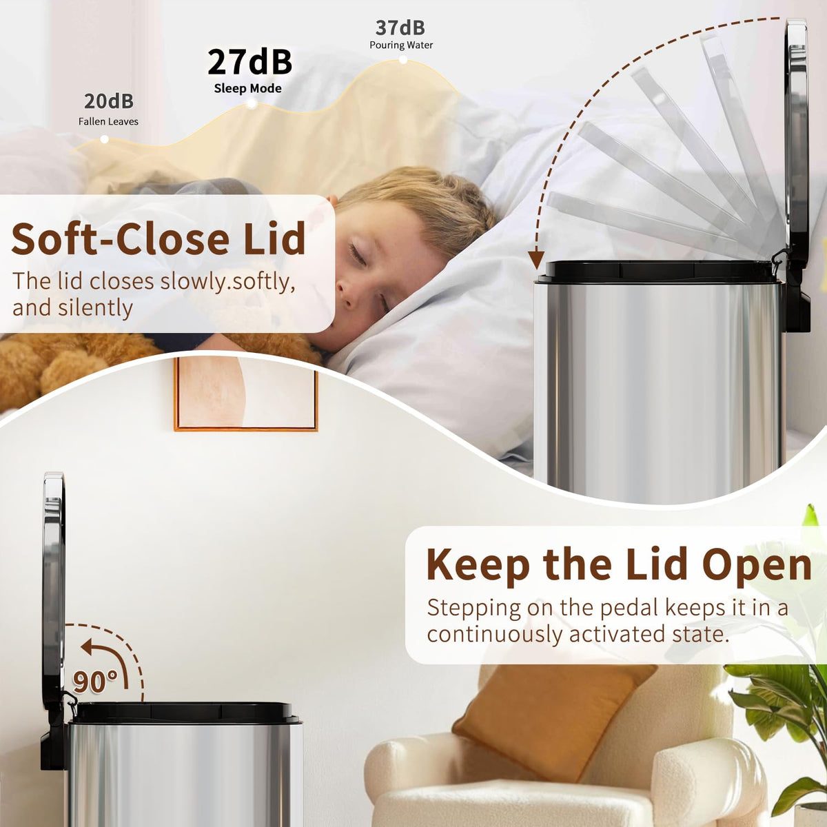 13G Steel Trash Can with Lid E866513