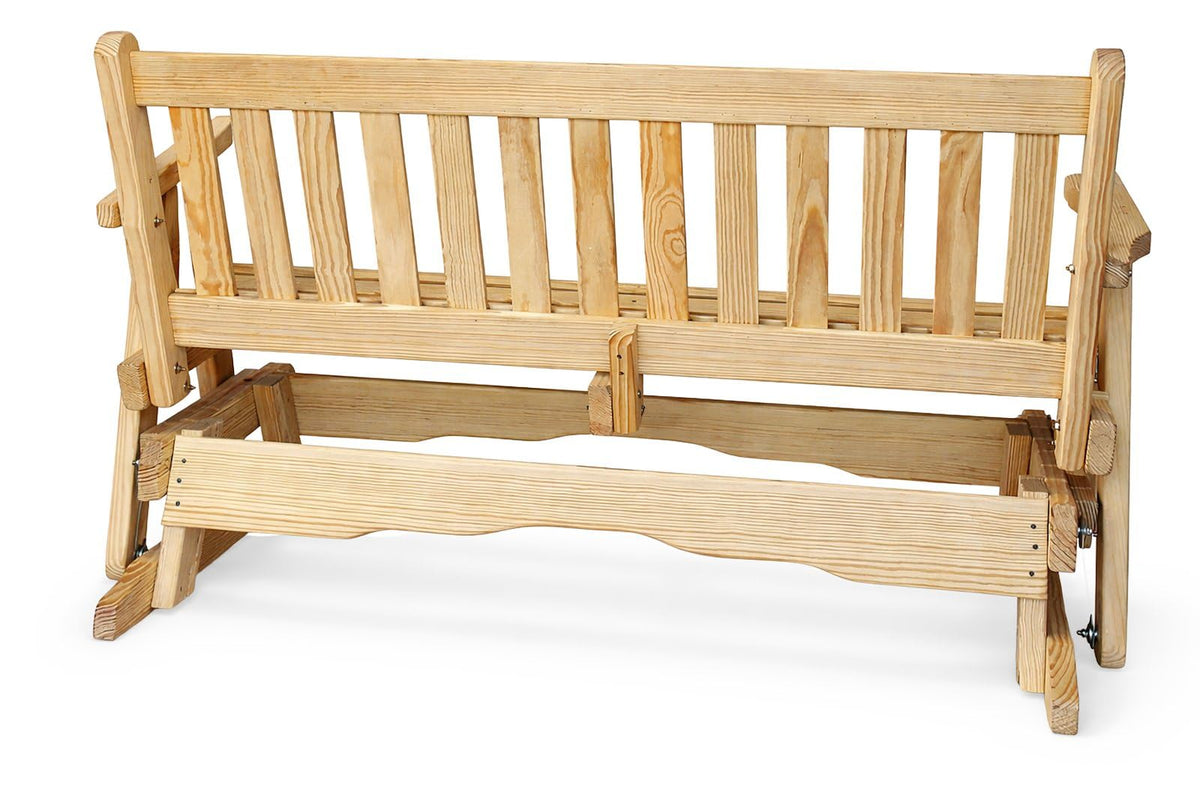 5 FT Natural Solid Pine Wood Glider Bench for 3 Person W2161