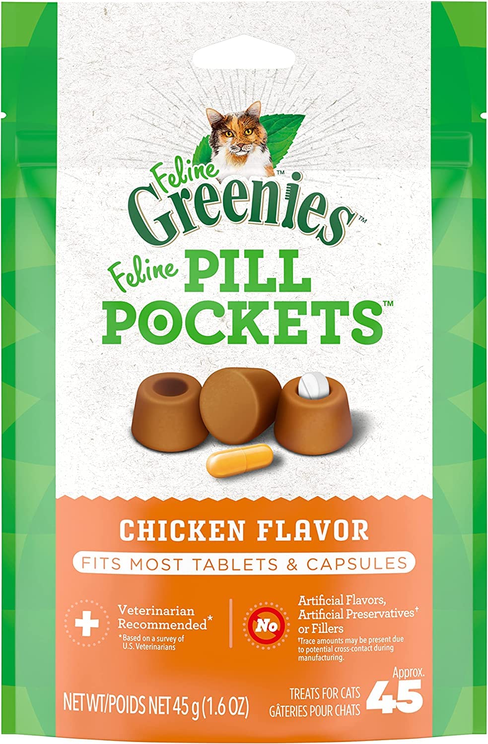 Chicken Flavor Cat Treats 1.6 oz 45 Count Pack of 6 C657167