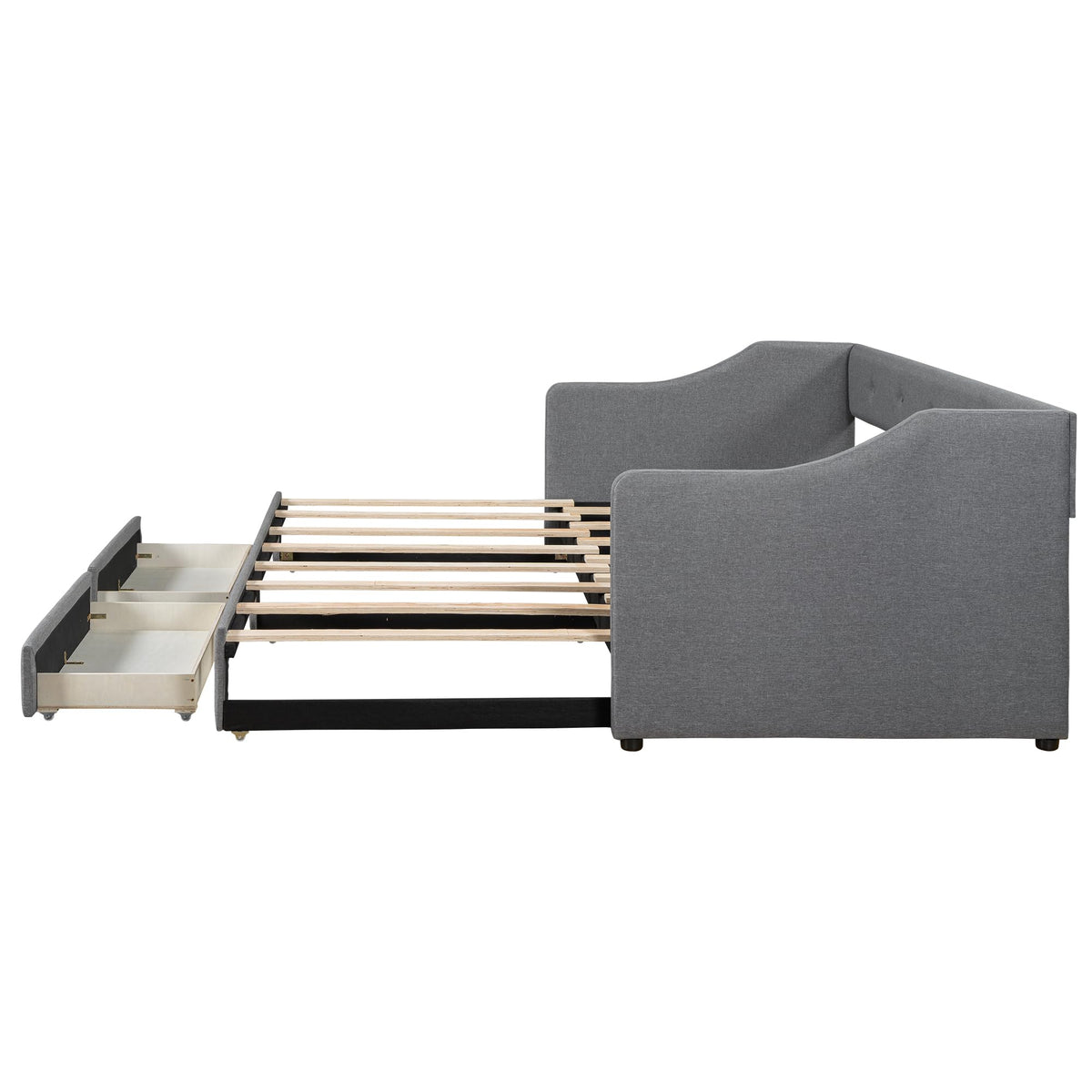 Upholstered Twin XL to King Size Daybed with Pop Up Trundle H51718